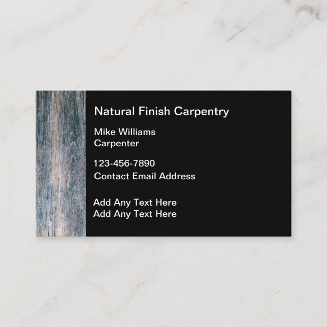 Carpenter Woodworking Services  Business Card (Front)