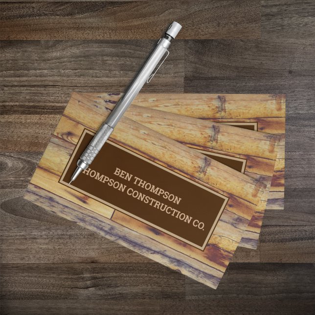 Carpenter Woodworking Wood Construction Company Business Card (Creator Uploaded)
