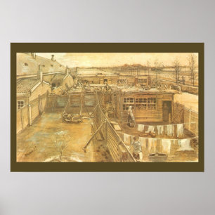 Carpenter's Yard and Laundry by Vincent van Gogh Poster
