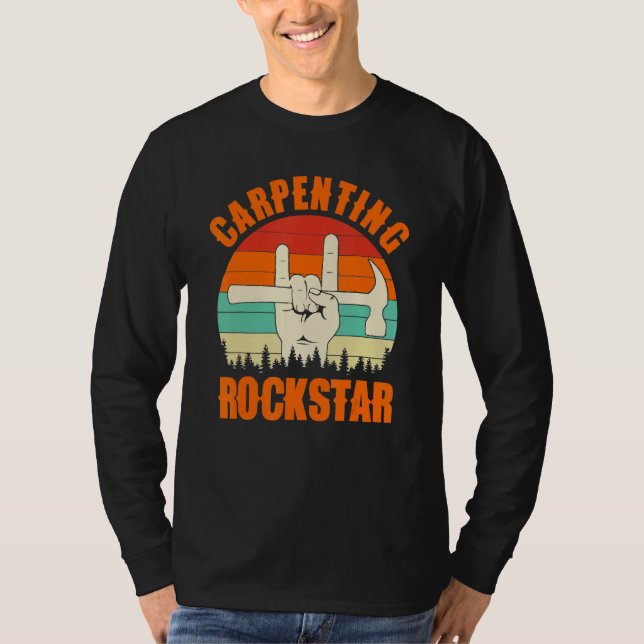 Carpenting Rockstar, Funny Carpenter Dad, Retro Wo T-Shirt (Front)