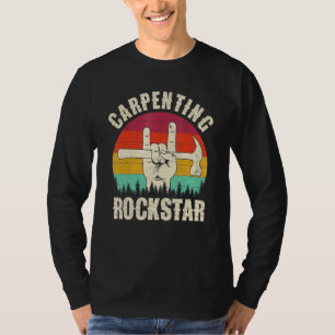 Carpenting Rockstar, Funny Carpenter Dad, Retro Wo T-Shirt