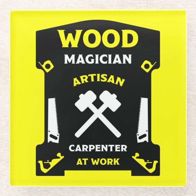 Carpentry And Woodworking Glass Coaster (Front)