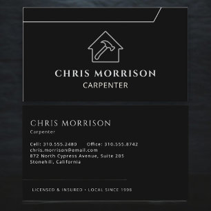 Carpentry Carpenter Black Silver Business Card