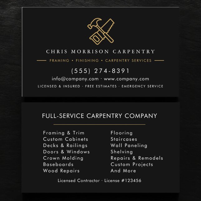 Carpentry Carpenter Hammer Saw Business Card (Creator Uploaded)
