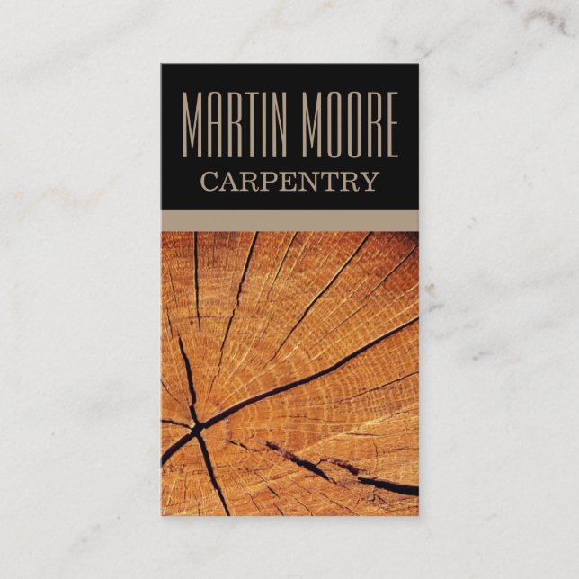 Carpentry faux wood texture surface  business card (Front)