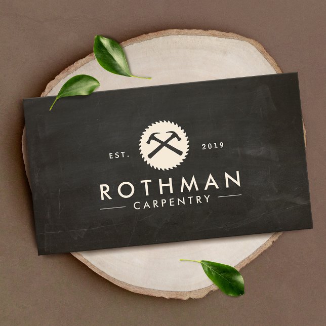 Carpentry Hammer and Saw Construction Logo 2 Business Card (Creator Uploaded)