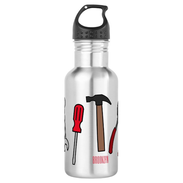 Carpentry tools cartoon illustration  532 ml water bottle (Front)
