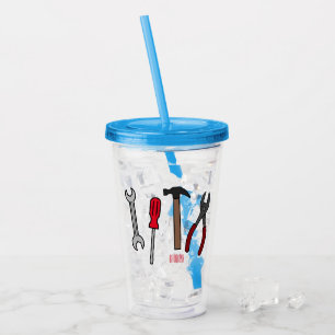 Carpentry tools cartoon illustration  acrylic tumbler