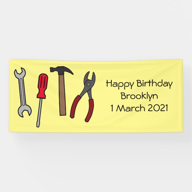 Carpentry tools cartoon illustration banner (Horizontal)