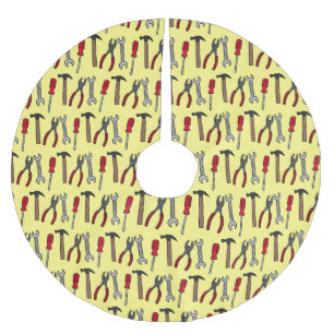 Carpentry tools cartoon illustration brushed polyester tree skirt