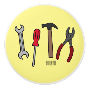 Carpentry tools cartoon illustration ceramic knob