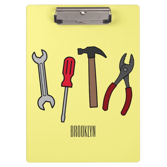 Carpentry tools cartoon illustration  clipboard (Front)
