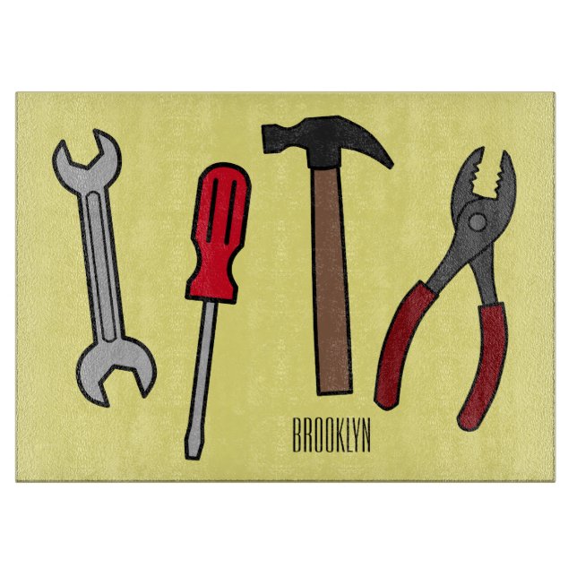 Carpentry tools cartoon illustration  cutting board (Front)