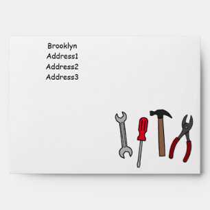 Carpentry tools cartoon illustration envelope