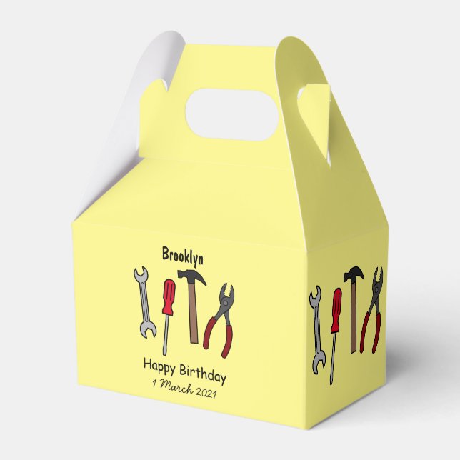 Carpentry tools cartoon illustration favour box (Front Side)