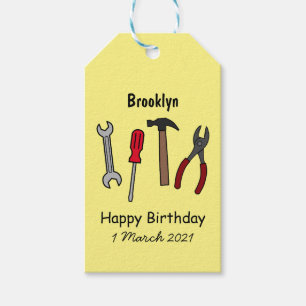 Carpentry tools cartoon illustration gift tags