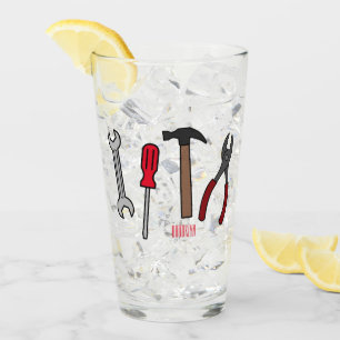 Carpentry tools cartoon illustration  glass