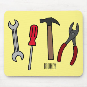 Carpentry tools cartoon illustration  mouse pad