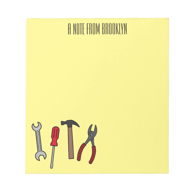 Carpentry tools cartoon illustration  notepad (Front)