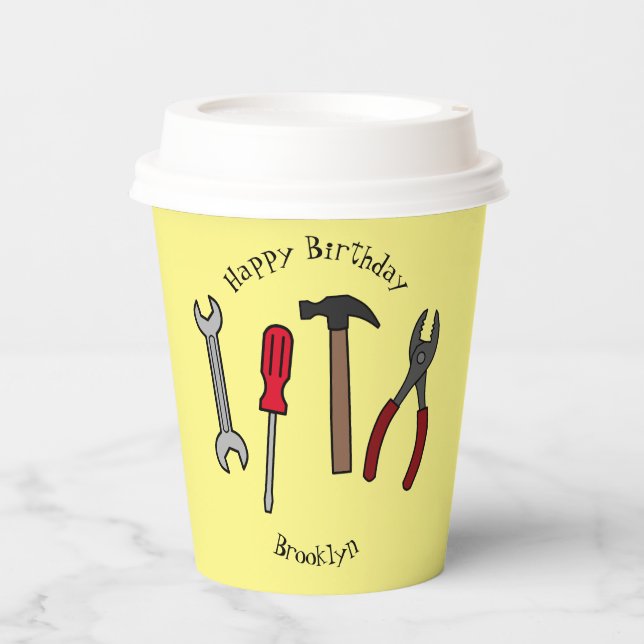 Carpentry tools cartoon illustration paper cups (Front)