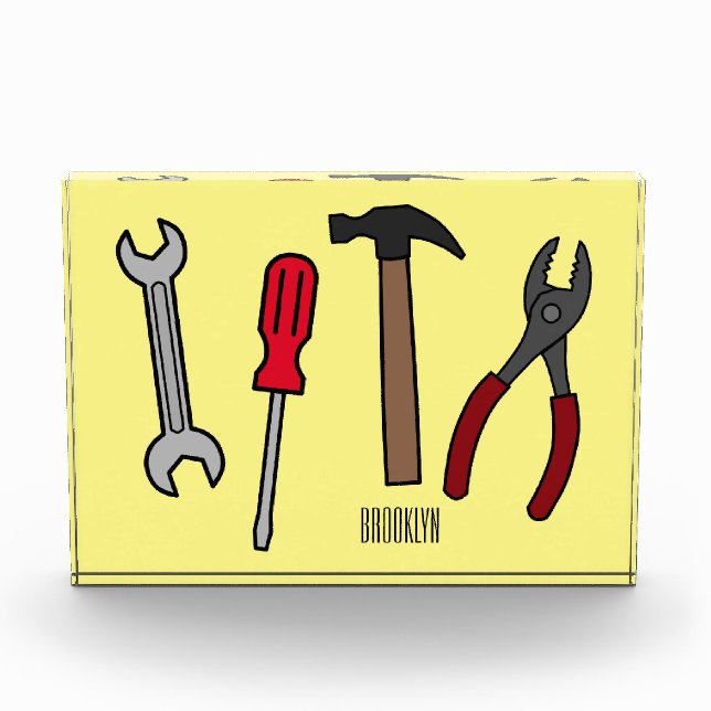 Carpentry tools cartoon illustration  photo block (Front)