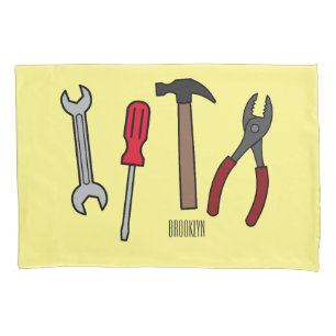 Carpentry tools cartoon illustration  pillowcase