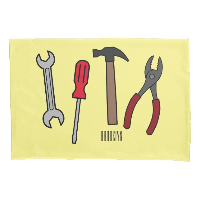 Carpentry tools cartoon illustration  pillowcase (Front)