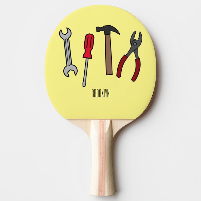 Carpentry tools cartoon illustration  ping pong paddle (Front)