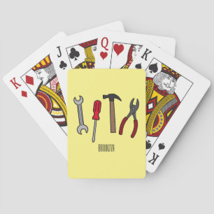 Carpentry tools cartoon illustration  playing cards