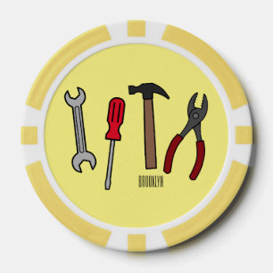 Carpentry tools cartoon illustration poker chips