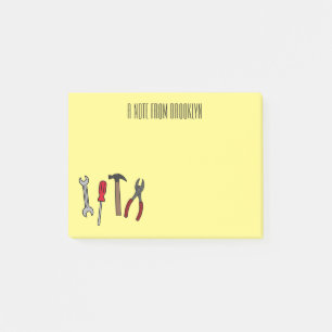 Carpentry tools cartoon illustration post-it notes