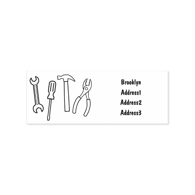Carpentry tools cartoon illustration rubber stamp (Imprint)