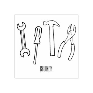 Carpentry tools cartoon illustration rubber stamp