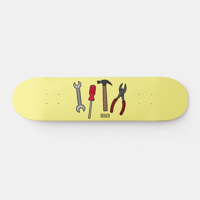 Carpentry tools cartoon illustration  skateboard (Horz)
