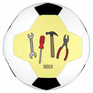 Carpentry tools cartoon illustration soccer ball