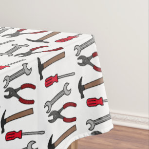 Carpentry tools cartoon illustration tablecloth