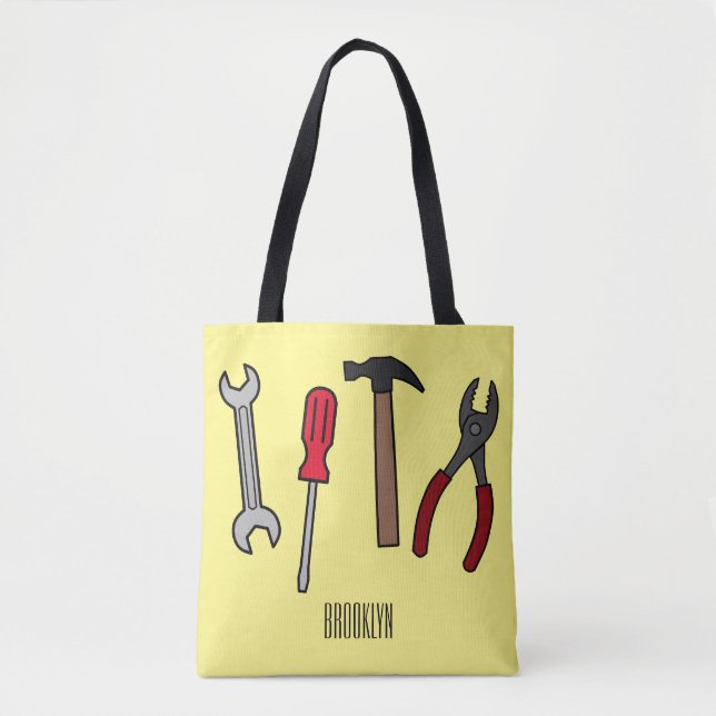 Carpentry tools cartoon illustration  tote bag (Front)