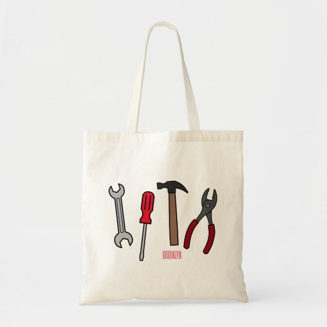 Carpentry tools cartoon illustration  tote bag (Front)
