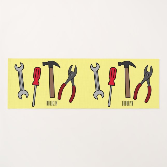 Carpentry tools cartoon illustration  yoga mat (Front (Horizontal))