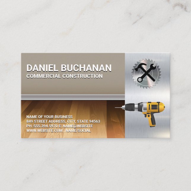 Carpentry Tools | Home Interior Construction Business Card (Front)