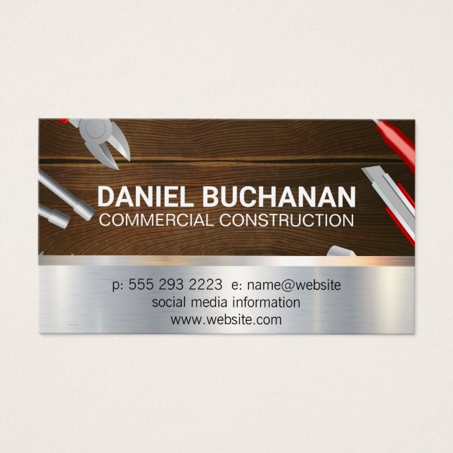 Carpentry tools | Wood Metallic Background  (Front)