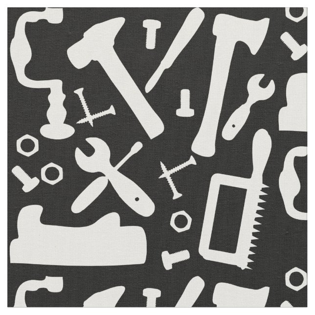 Carpentry Woodwork Tools Of The Trade Pattern Fabric (Close Up)