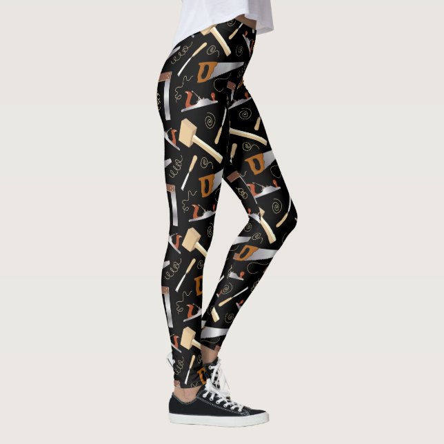 Carpentry Woodworking Tools Pattern Leggings (Right)