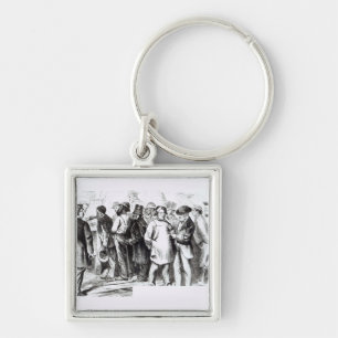 Carpet Baggers, late 1860s (engraving) (b/w photo) Key Ring