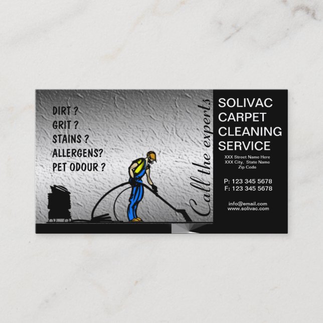 Carpet Cleaner Carpet Cleaning Business Card (Front)
