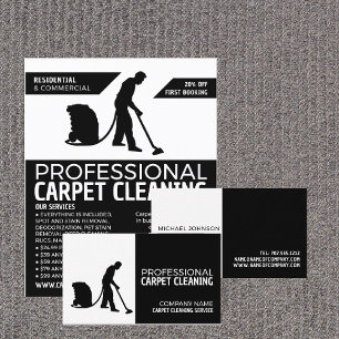 Carpet Cleaner Silhouette, Carpet Cleaning Service Business Card