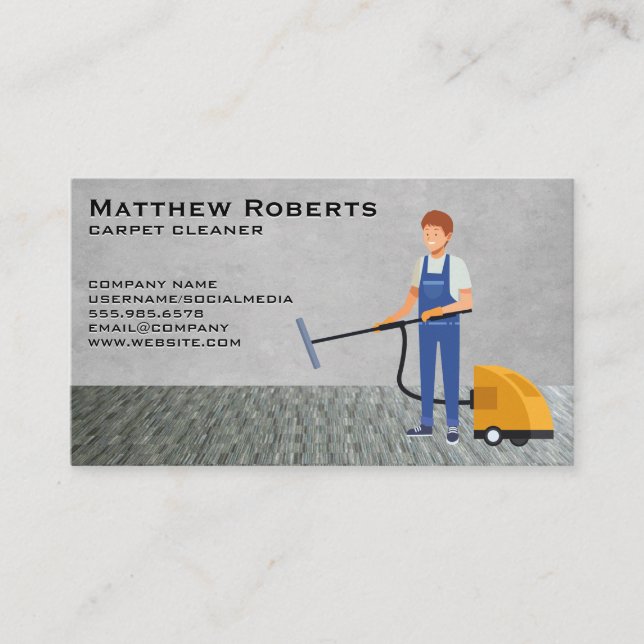 Carpet Cleaner Worker | Carpeting Business Card (Front)