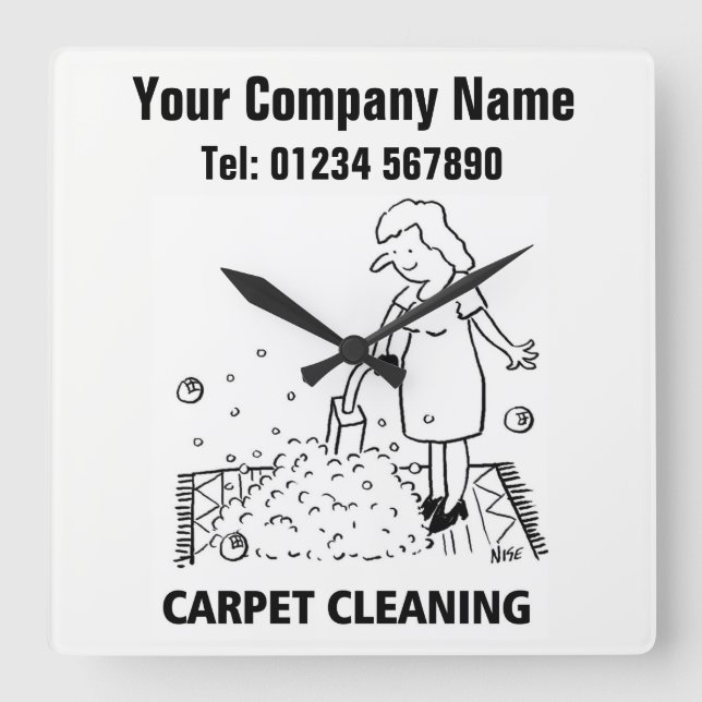Carpet Cleaning Services Cartoon Clock (Front)