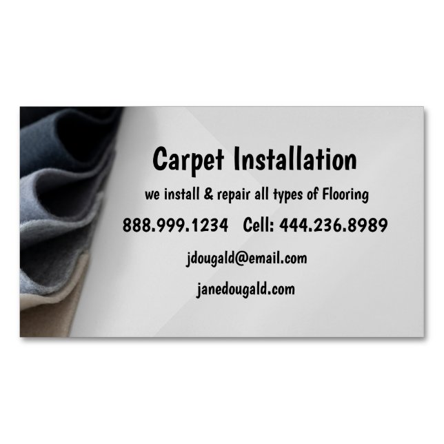 Carpet Flooring installation Business Magnetic Business Card (Front)