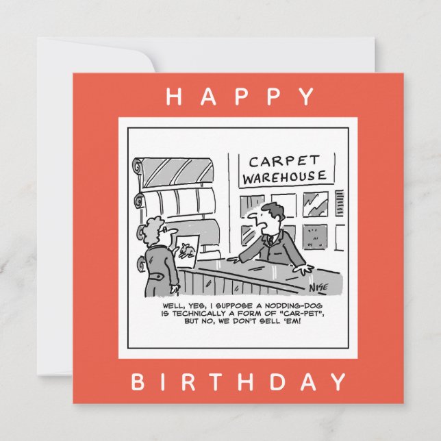 Carpet Showroom Doesn't Sell Nodding Dogs Cartoon Card (Front)